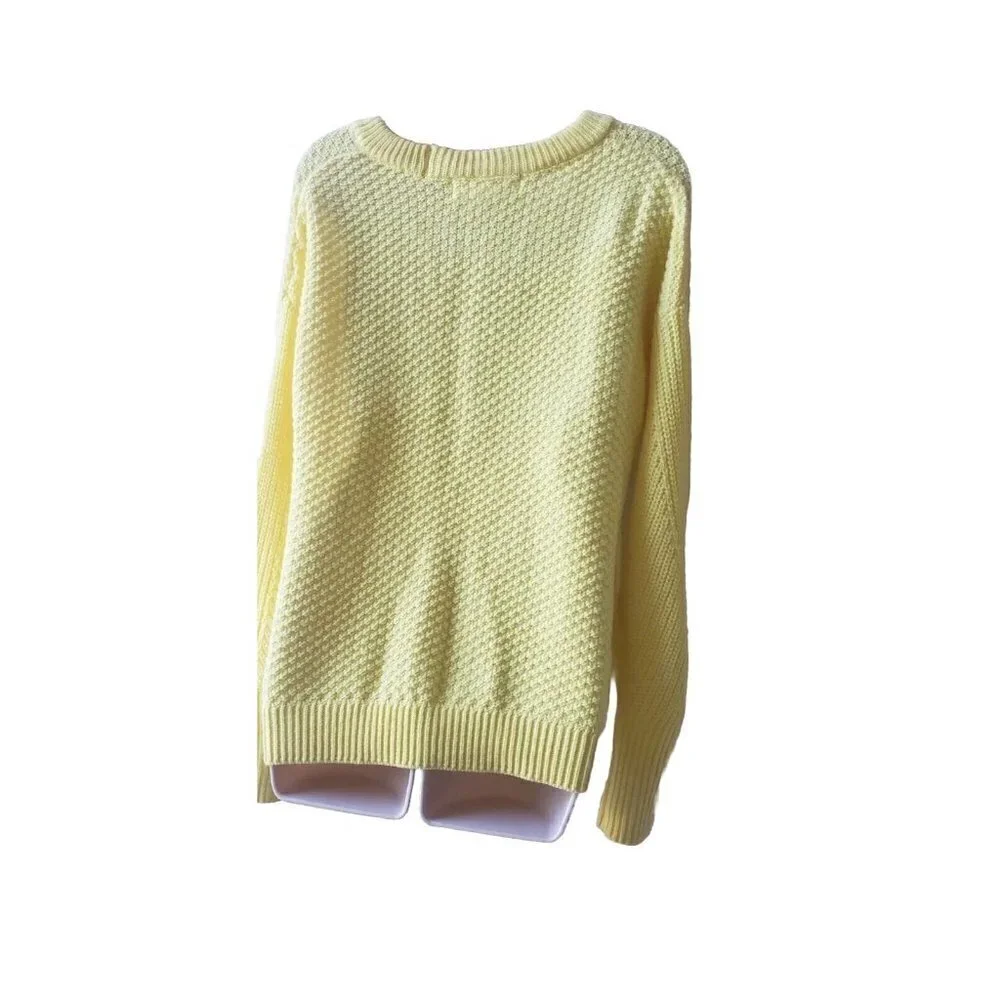 WORKSHOP REPUBLIC CLOTHING KNIT  YELLOW  SPLIT LONG SLEEVE SWEATER SIZE LARGE - Picture 3 of 7